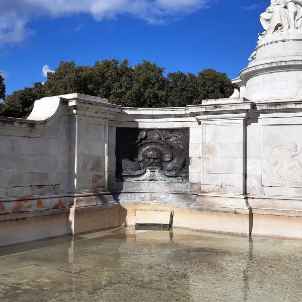 a close up of a stone building